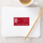 Étiquette de adresse Bonnes Fêtes rouges (En situation)