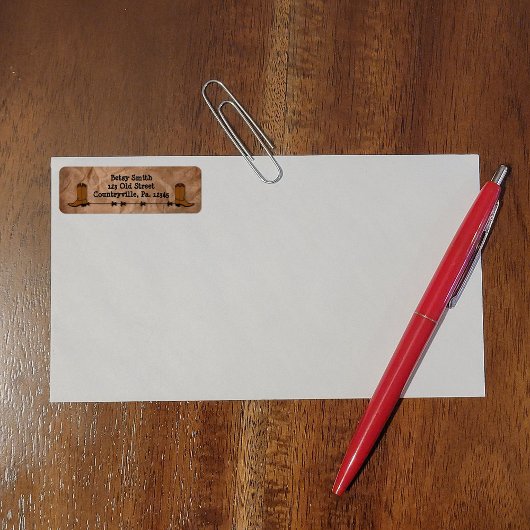 Étiquette de adresse Boots Cowboy