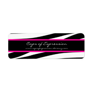 Étiquette de adresse branché zèbre rose chaud