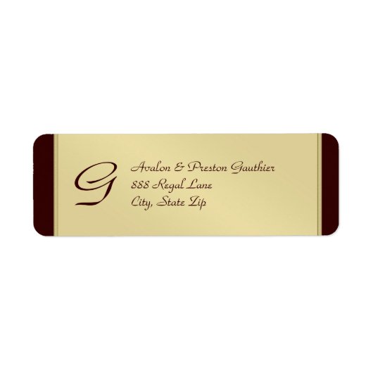 Étiquette de adresse Brown Monogram Gold Faux (Devant)