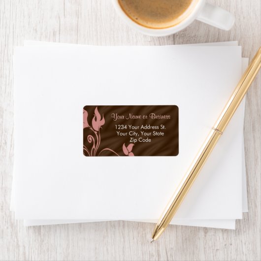 Étiquette de adresse Brown rose (En situation)