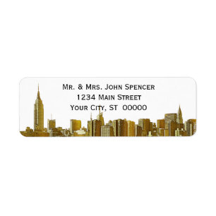 Étiquette de adresse BW Etted Gold NYC Wide Skylin