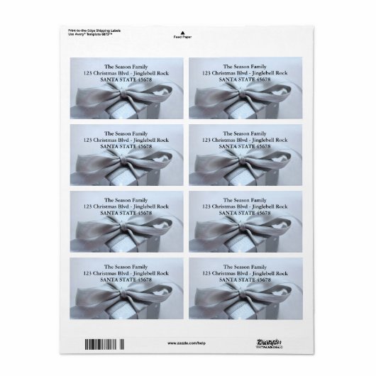 Étiquette de adresse cadeau de Noël (Feuille entière)