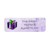 Étiquette de adresse cadeau de Noël pourpre (Devant)