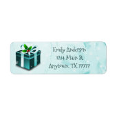 Étiquette de adresse cadeau de Noël turquoise (Devant)
