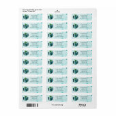 Étiquette de adresse cadeau de Noël turquoise (Feuille entière)