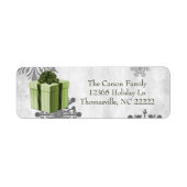 Étiquette de adresse cadeau de Noël vert (Devant)