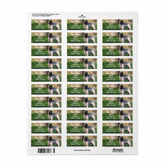 Étiquette de adresse carlin (Feuille entière)