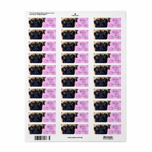 Étiquette de adresse carlin (Feuille entière)