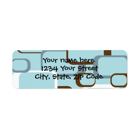 Étiquette de adresse Carré rétro bleu clair (Devant)