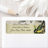 Étiquette de adresse Chanson jaune Cage d'oiseaux  (En situation)