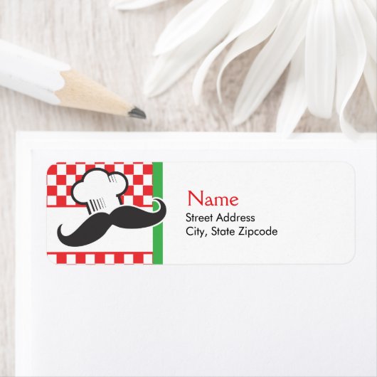 Étiquette de adresse chef Mustache (En situation)