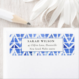 ÉTIQUETTE DE ADRESSE CHEVRON BLEU INDIGO WATERCOLO