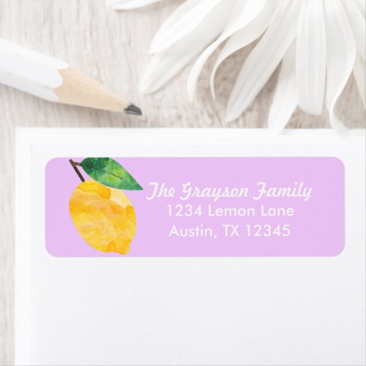 Étiquette de adresse citron (En situation)