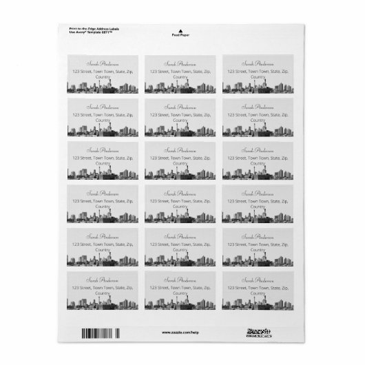 Étiquette de adresse Cityscape (Feuille entière)