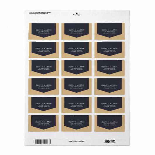 Étiquette de adresse classique moderne et simple (Feuille entière)