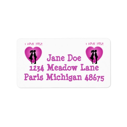 Étiquette de adresse/Coeur avec des couples en bai (Devant)