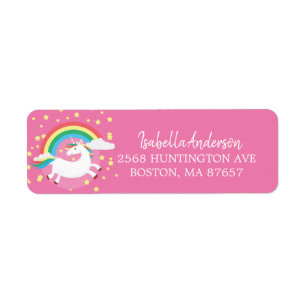 Étiquette de adresse coloré de licorne
