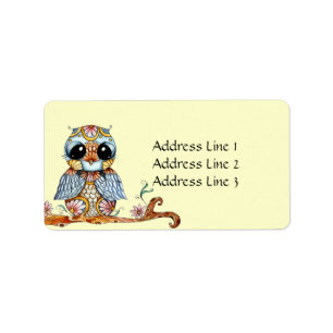 Étiquette de adresse coloré lunatique de hibou