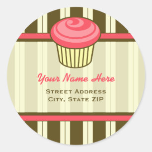 Étiquette de adresse Cupcake rose - Grandes Brown