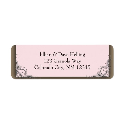 Étiquette de adresse d'accent rose pâle et marron (Devant)