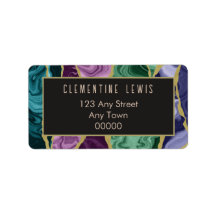Étiquette de adresse d'agate d'aquarelle Peacock