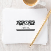 Étiquette de adresse Damas noir et blanc (En situation)