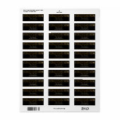 Étiquette de adresse Damas noir et or (Feuille entière)