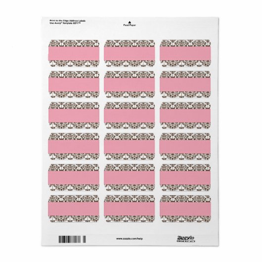 Étiquette de adresse Damask (Feuille entière)