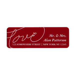 Étiquette de adresse d'amour de nouveaux mariés de