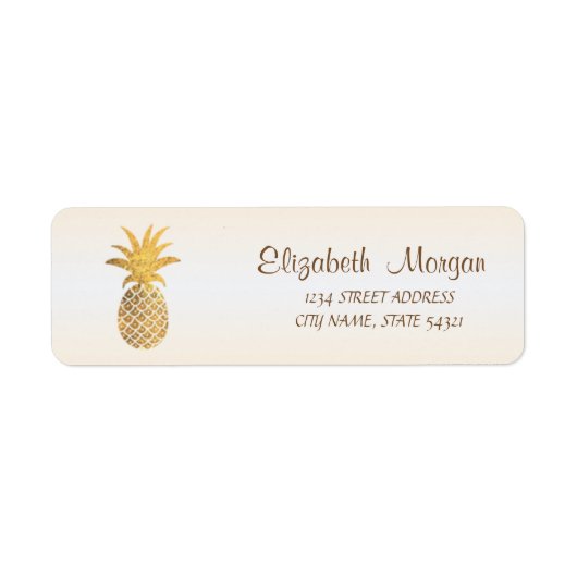 Étiquette de adresse d'ananas en or pour fille mig (Devant)