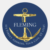 Étiquette de adresse d'Ancre bleu marine (Devant)