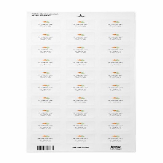 Étiquette de adresse d'aquarelle Carrot (Feuille entière)