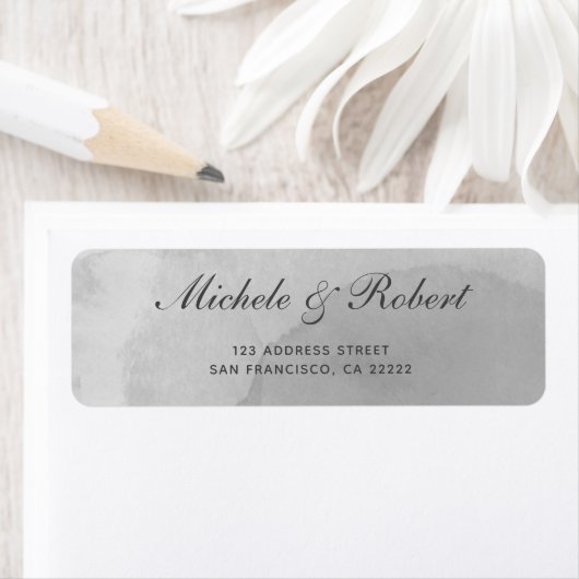 Étiquette de adresse d'aquarelle gris moderne (En situation)
