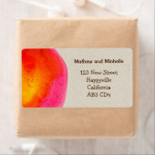 Étiquette de adresse d'aquarelle rouge brillant (En situation)