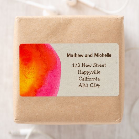 Étiquette de adresse d'aquarelle rouge brillant (En situation)