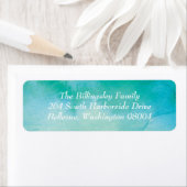 Étiquette de adresse d'aquarelle turquoise (En situation)