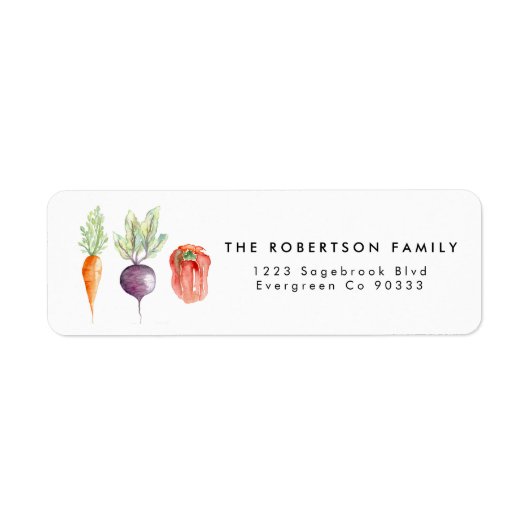 Étiquette de adresse d'aquarelle Veggie Patch (Devant)