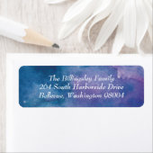Étiquette de adresse d'aquarelle violet bleu (En situation)