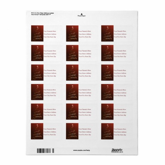 Étiquette de adresse d'arbre de Noël de flocon d'o (Feuille entière)