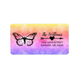 Étiquette de adresse d'arc-en-ciel de papillon de
