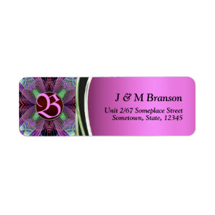 Étiquette de adresse d'art fractal du Monogramme 