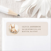 Étiquette de adresse de Baby shower Bunny de bois (En situation)