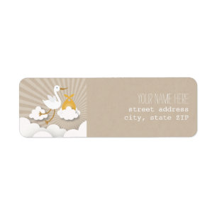 Étiquette de adresse de baby shower de cigogne -
