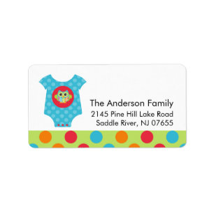 Étiquette de adresse de baby shower de hibou de