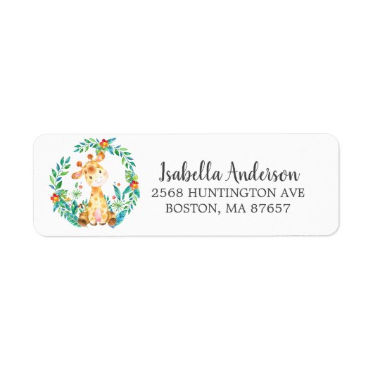 Étiquette de adresse de Baby shower de la Giraffe  (Devant)