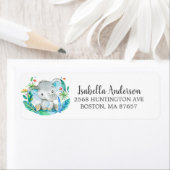 Étiquette de adresse de Baby shower d'éléphant de  (En situation)