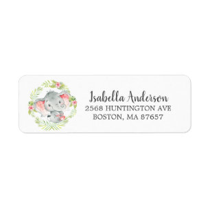 Étiquette de adresse de Baby shower d'éléphant de 
