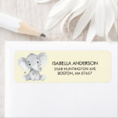 Étiquette de adresse de Baby shower d'éléphant jau (En situation)