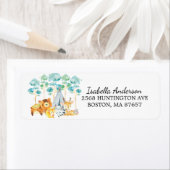 Étiquette de adresse de Baby shower des animaux de (En situation)